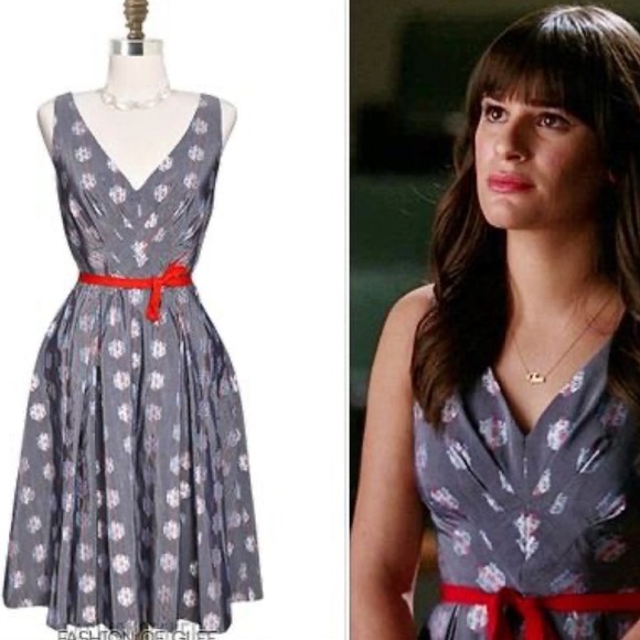 RARE Anthro Eva Franco Abigail Metallic Silver Polka Dot Tie Waist Bow Dress - 2 - Picture 2 of 15